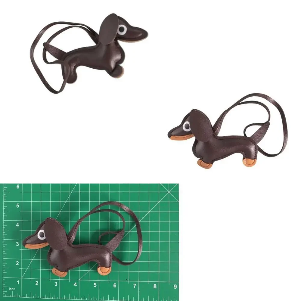 Dachshund Bag Charm Keychain Faux Leather Dog Mom Y2K Cottagecore Chocolate NWOT